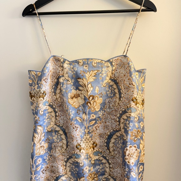 NWOT Zimmermann Daylight scalloped printed linen mini Dress - Picture 4 of 6